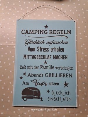 Holzschild Camping Regeln