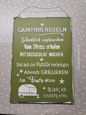 Holzschild Camping Regeln