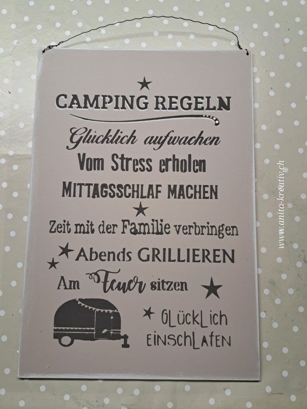 Holzschild Camping Regeln